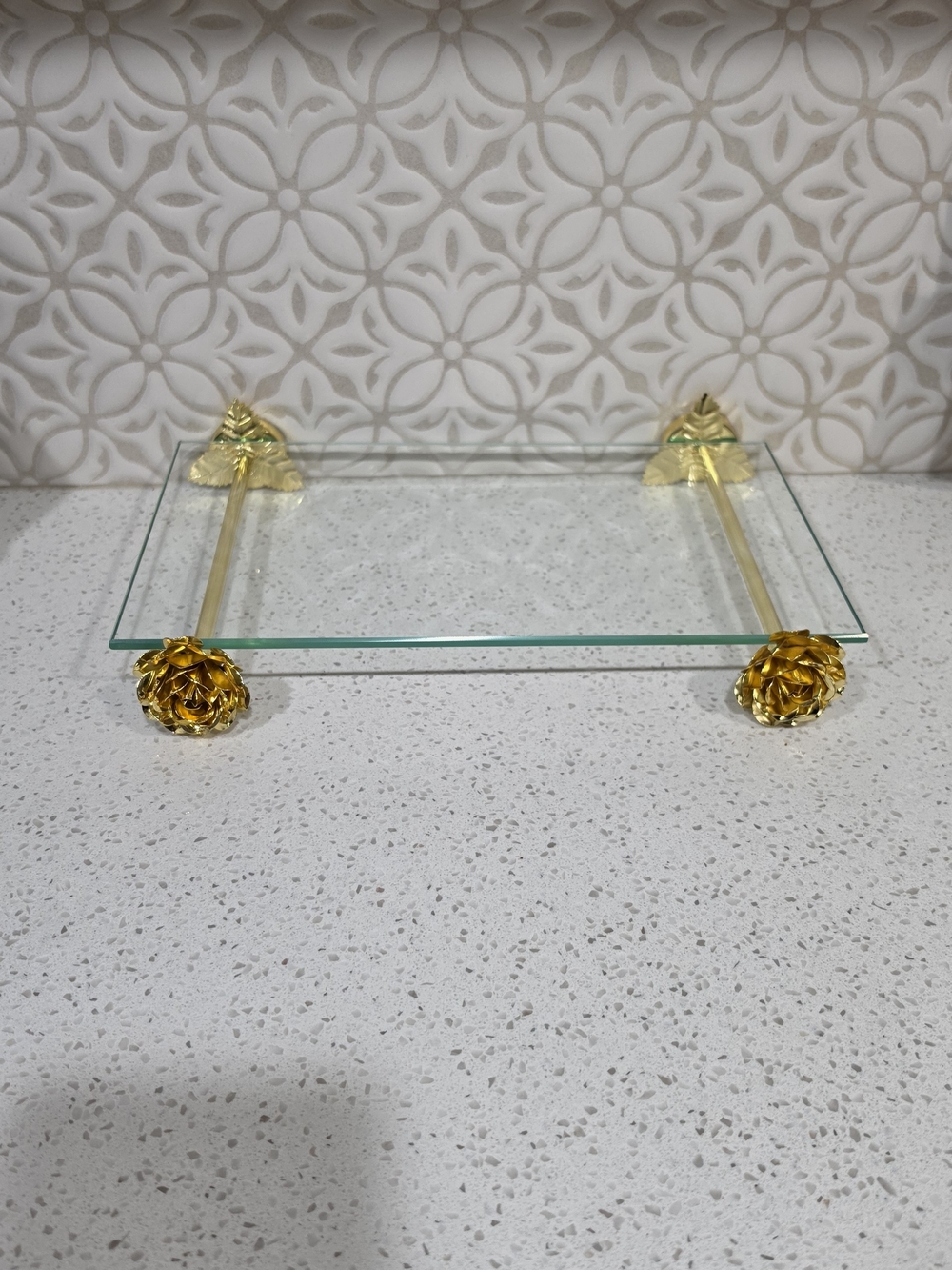 Urban Outfitters Glass Shelf with Gold Rose Feet